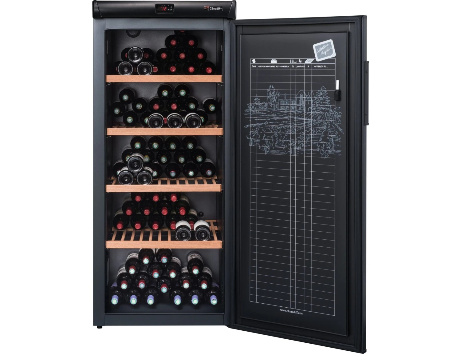 Climadiff Freestanding Wine Cabinet - 180 Bottle 620mm Black - RESERVE 185 - Image 2