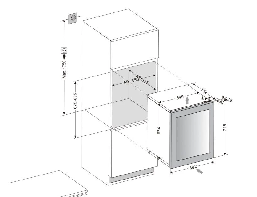 Dunavox Integrated Wine Cooler - Dual Zone 600mm Black 32 Bottle - DAVG-32.80DB.TO - Image 6